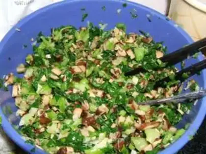 Make Vegetable green mushroom buns step 2
