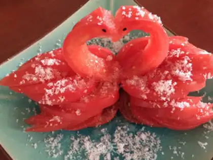 Make Tomato swans step 12