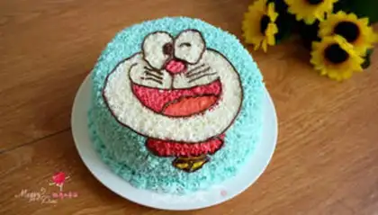 Make DORAEMON CREAM CAKE step 21