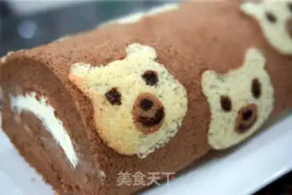 Make Bear-colored cake rolls step 17