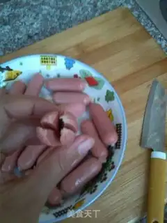 Make Flower sausage step 1