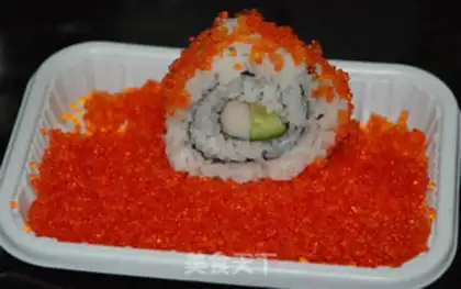 Make Japanese sushi against roll fish seeds step 9