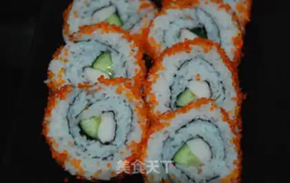 Make Japanese sushi against roll fish seeds step 10