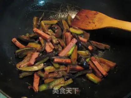 Make Ham sausage and eggplant step 7