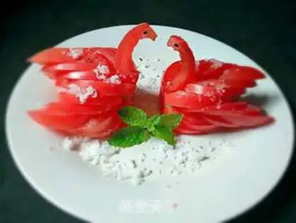 Make Tomato swans step 11
