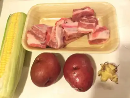 Make Corn potato carrot steak soup step 0