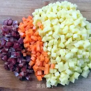 Make Potato carrot sausage and eggs step 0
