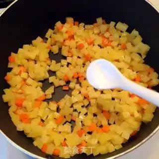 Make Potato carrot sausage and eggs step 2