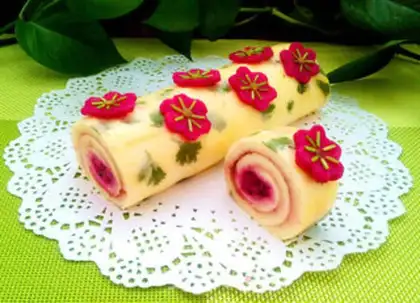 Make Flamingo cake roll step 20