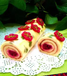 Make Flamingo cake roll step 21