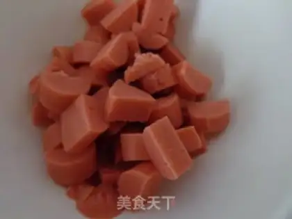 Make Corn ham and rice step 1