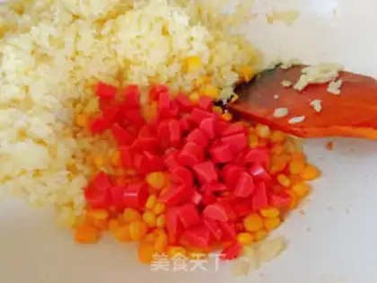 Make Corn ham and rice step 5