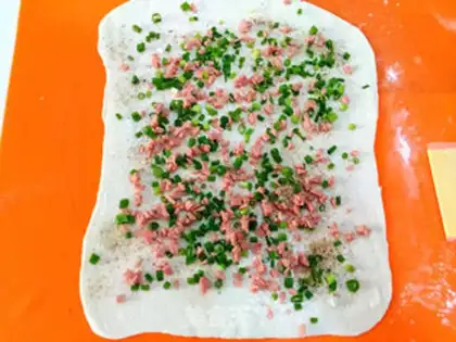 Make Cheese ham onion pancakes step 12