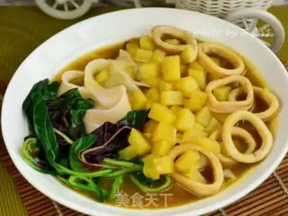 Make Curry potato squid noodles step 15