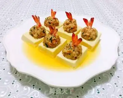 Make Pearl shrimp ball tofu box step 14