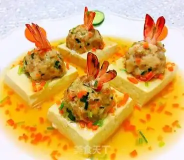 Make Pearl shrimp ball tofu box step 16
