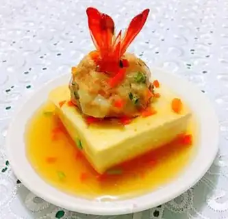 Make Pearl shrimp ball tofu box step 17