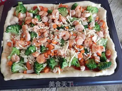 Make Vegetable shrimp pizza step 8