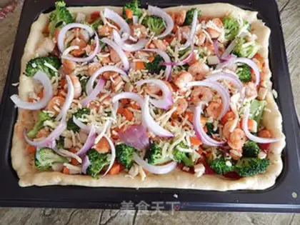 Make Vegetable shrimp pizza step 9