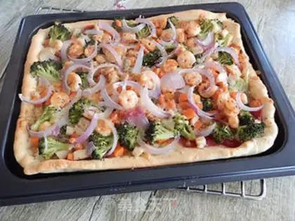 Make Vegetable shrimp pizza step 10