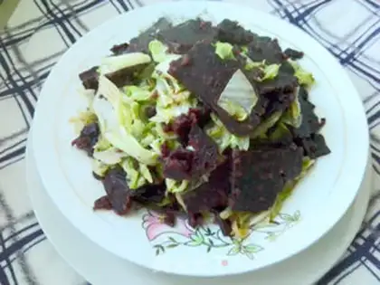 Make The cabbage makes black rice cake step 9