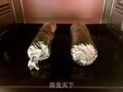 Make A veggie roll on a tin paper chicken leg step 10