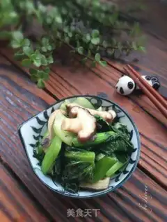 Make Twin mushrooms and green vegetables step 5