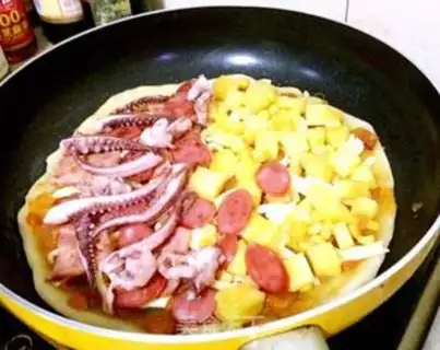 Make Seafood fruit and pizza step 7