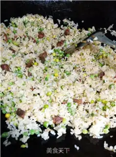 Make Peas and sausage fried rice step 7