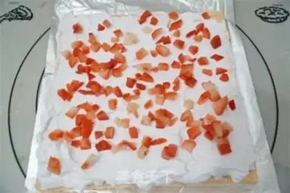 Make Christmas strawberry roll step 13