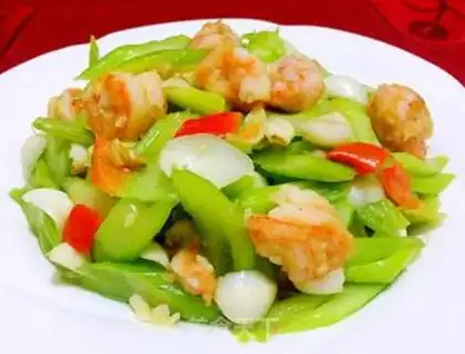 Make Celery lily shrimp step 16