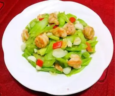 Make Celery lily shrimp step 17