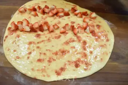 Make Sweet cheese strawberry rolls step 5
