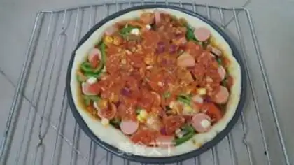 Make Shrimp ham sausage pizza step 8