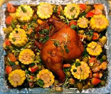 Make Christmas-colored chicken step 7
