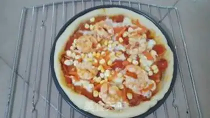 Make Shrimp ham sausage pizza step 5