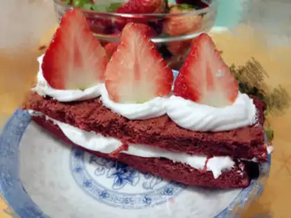 Make Red velvet strawberry cake step 16