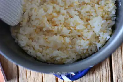 Make The sweet potato spinach rice step 3