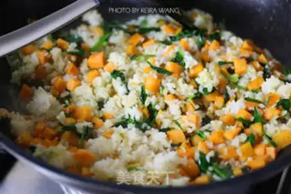 Make The sweet potato spinach rice step 5