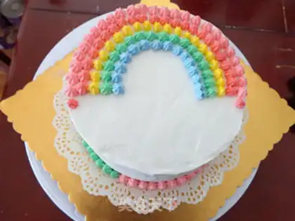 Make Rainbow birthday cake step 13