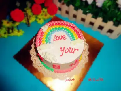 Make Rainbow birthday cake step 14