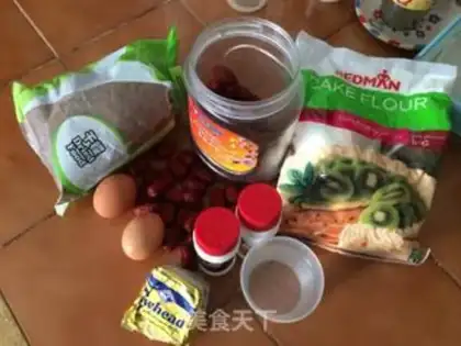 Make Red sugar, red date cake step 0