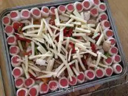Make A pizza by the ham step 14