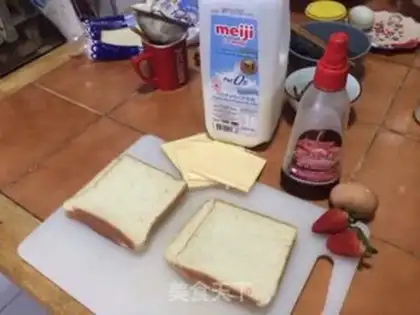 Make Strawberry cheese toast sandwich step 0