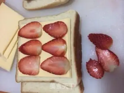 Make Strawberry cheese toast sandwich step 1