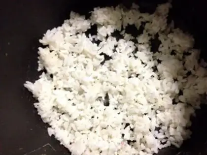 Make Onion beans, egg and rice step 0