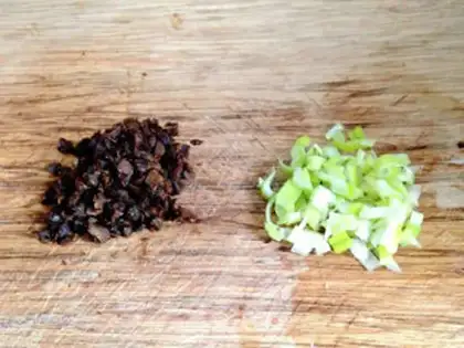 Make Onion beans, egg and rice step 2