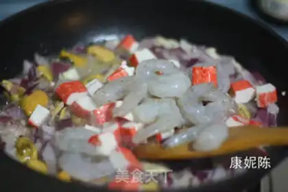 Make Five grains of seafood step 8