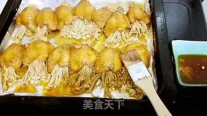 Make Boiled chicken wings and golden mushrooms step 15