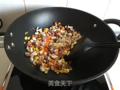 Make Mushroom sausage fried rice step 3